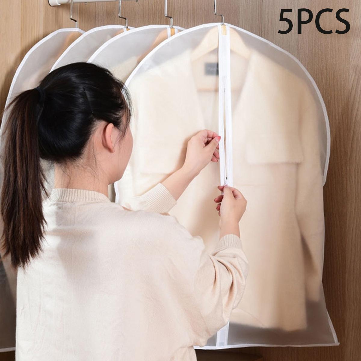 

Transparent clothing dust cover, peva dust hanging bag, three-dimensional suit clothing cover, storage dust cover, 5 sets 60-80cm