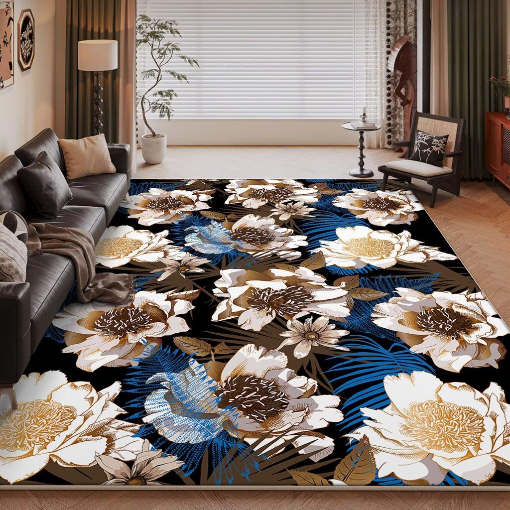 Alfombra Nórdica de Lujo Ligero para el Hogar, Dormitorio, Tamaño Grande, Floral Pastoral, Alfombras para Sala de Estar Lavables, Alfombra para Salón, Felpudos para Vestíbulo de Hotel