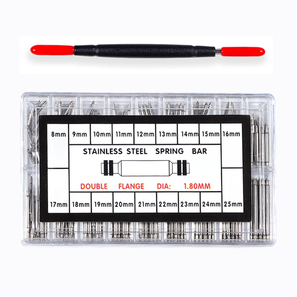 270pcs/set Strainless Steel Spring Bars Dia 1.8mm 1.5mm Length 8mm-25mm Watchband Strap Belt Watch Repair Tools 360pcs/set Pin