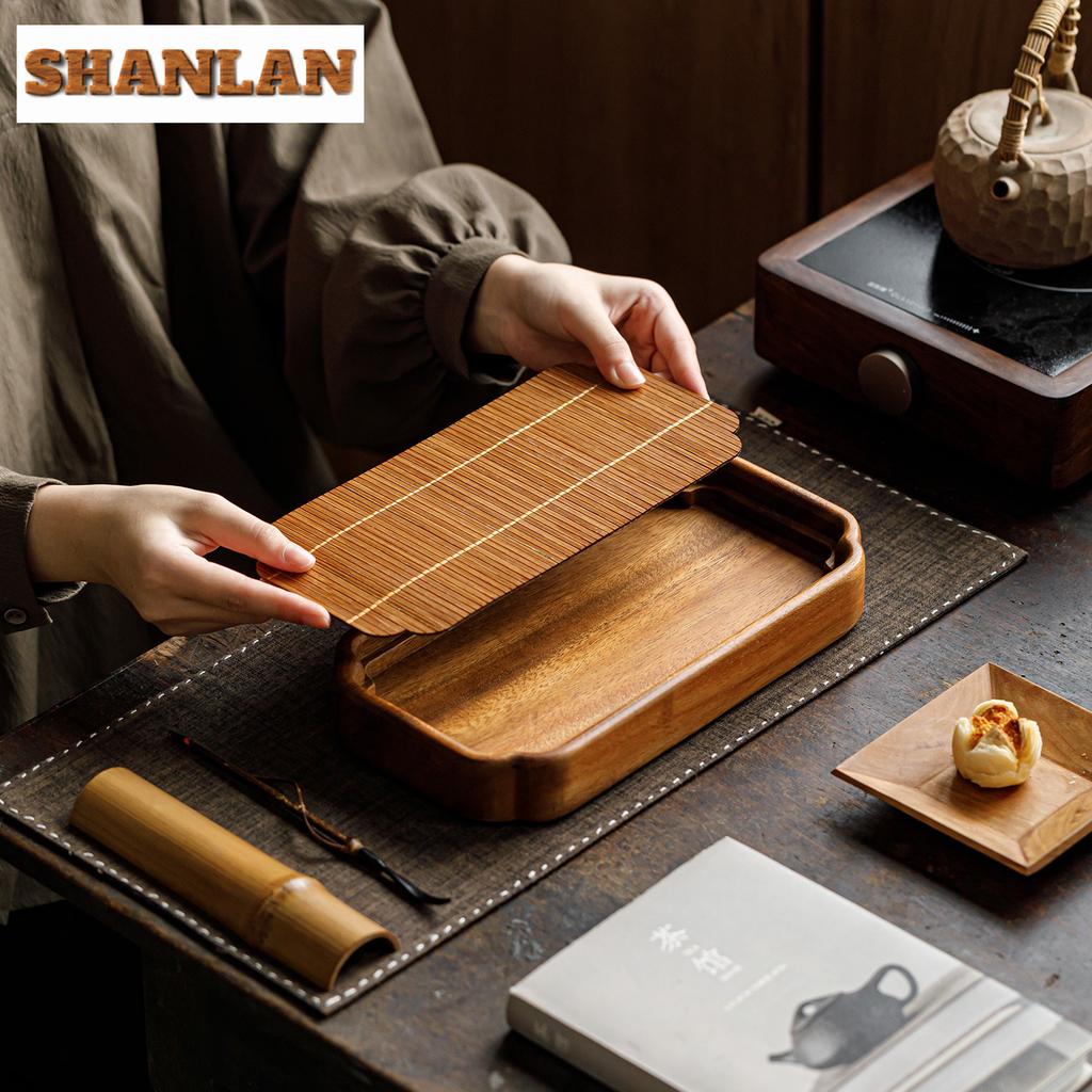 Walnut Wood Bamboo Mat Water Storage Tea Tray Snack Plate Coffee Storage Board Decorative Tray Dishes For Serving Drinkware