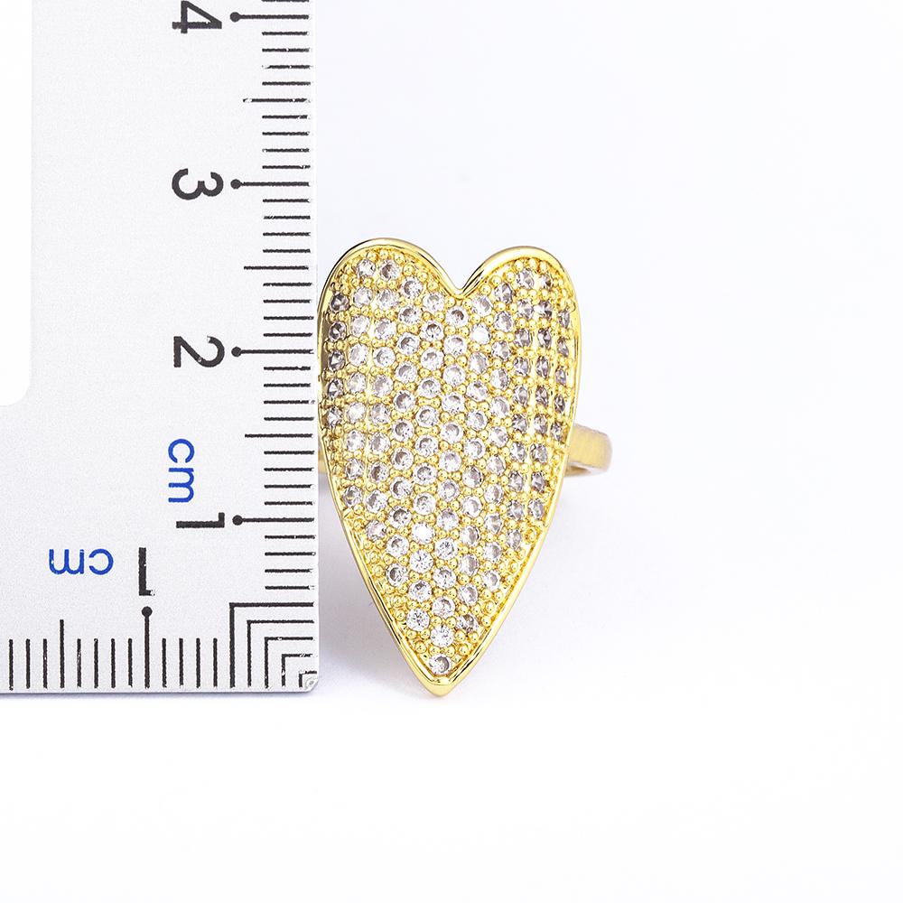 Nidin New Arrival Heart Shape Shiny Cubic Zirconia Gold Plated Ring Women's French Romantic Wedding Ring Jewelry Exquisite Gifts
