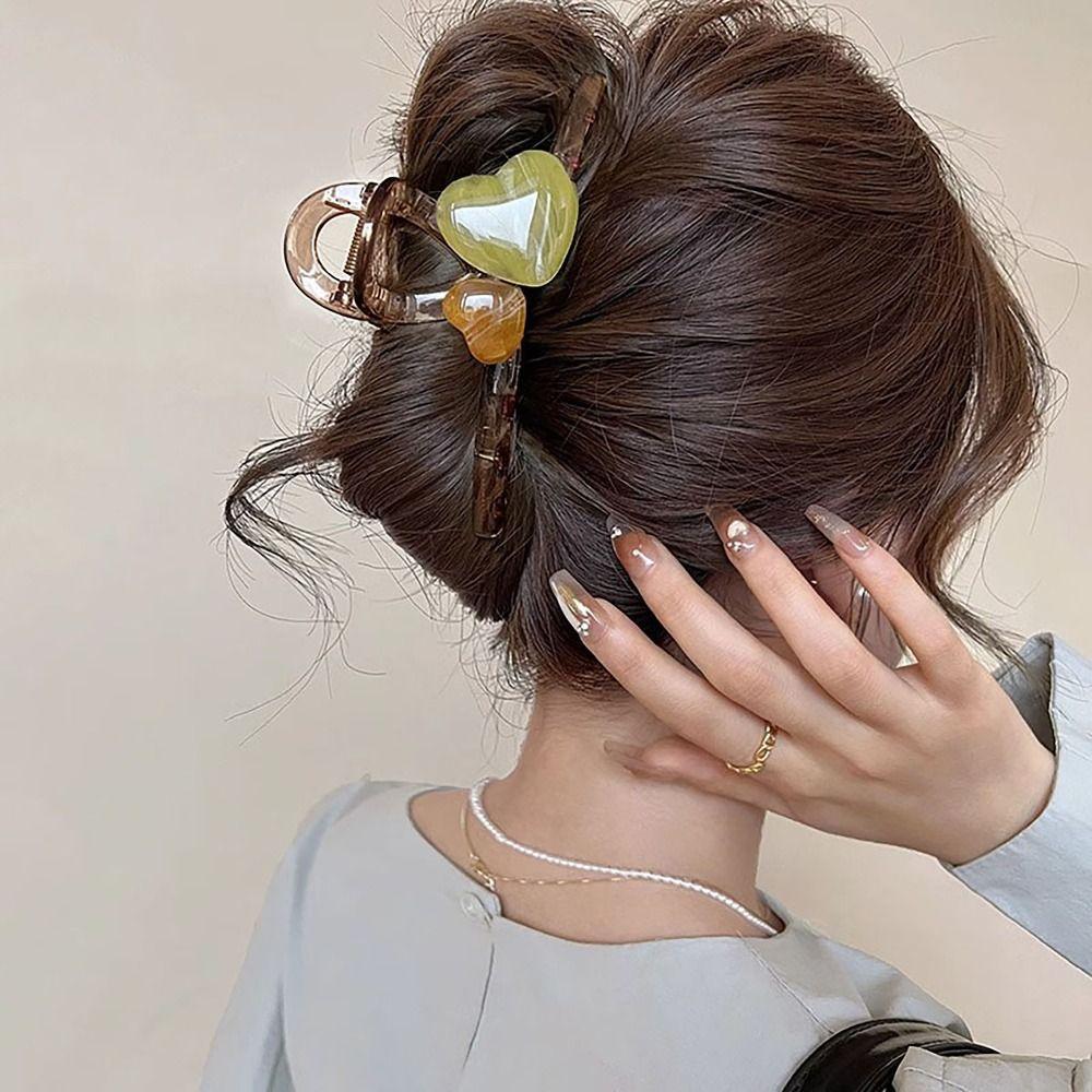 High Elastic Hair Clip Hair Accessories Shark Clip Gentle Love Heart Hairpin  Women