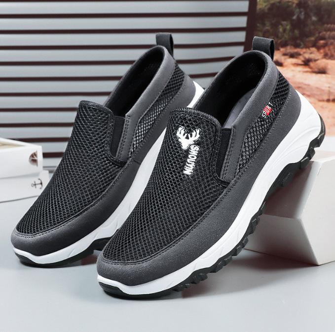 Men New Summer Lao Beijing Slip-on Mesh Casual Shoes, Breathable Soft Sole Comfort Walking Shoes for Fathers