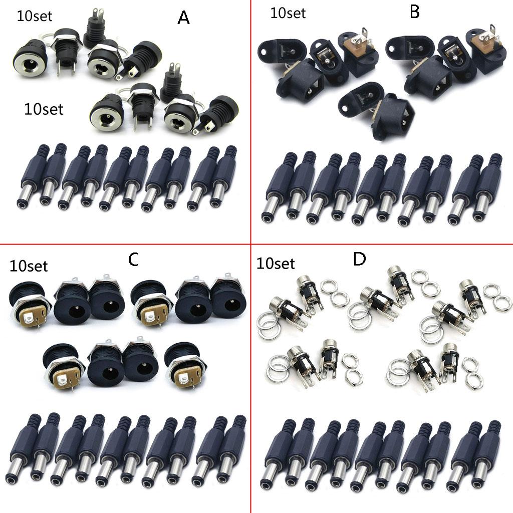 10Pairs 2.1x5.5MM for DC Power Jack Plug Socket Adapter Connector Match Most Dev