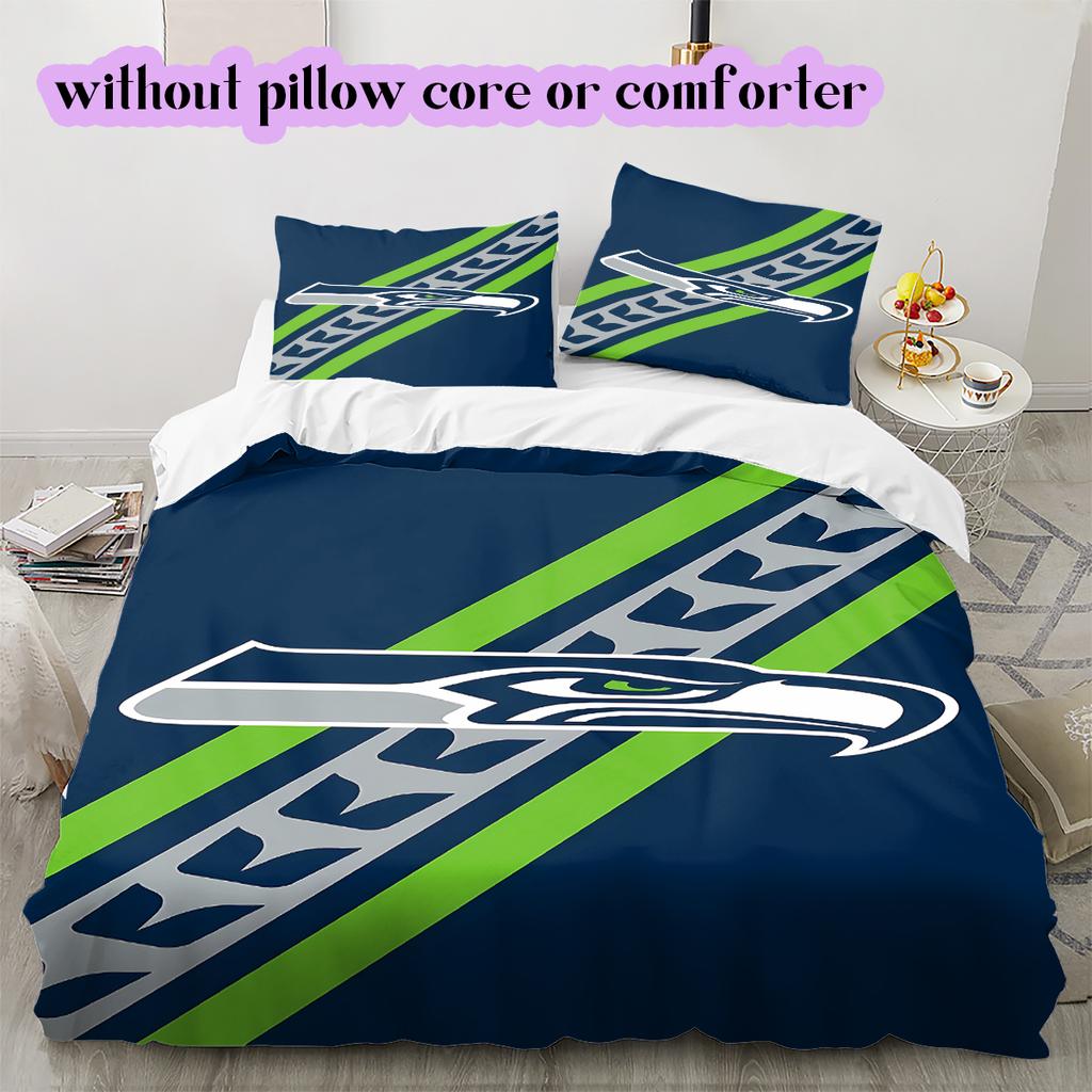 football Logo Pattern Bedding Quilt Set Quilt Cover Pillowcase Home Decoration Birthday Gift (1*duvet cover+ 2*pillowcase, without core)