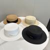 New Summer Women's Boater Beach Hat Wide Side Female Casual Panama Hat Lady Classic Flat Bowknot Straw Sun Hat Women