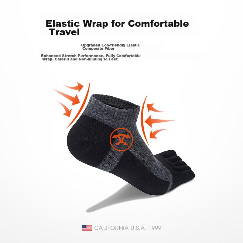 TFO Competition-Grade Five-Toe Outdoor Socks, Durable Hiking Socks, Sports Running Toe-Separated Socks 2202419 Men's Orange-Red Color
