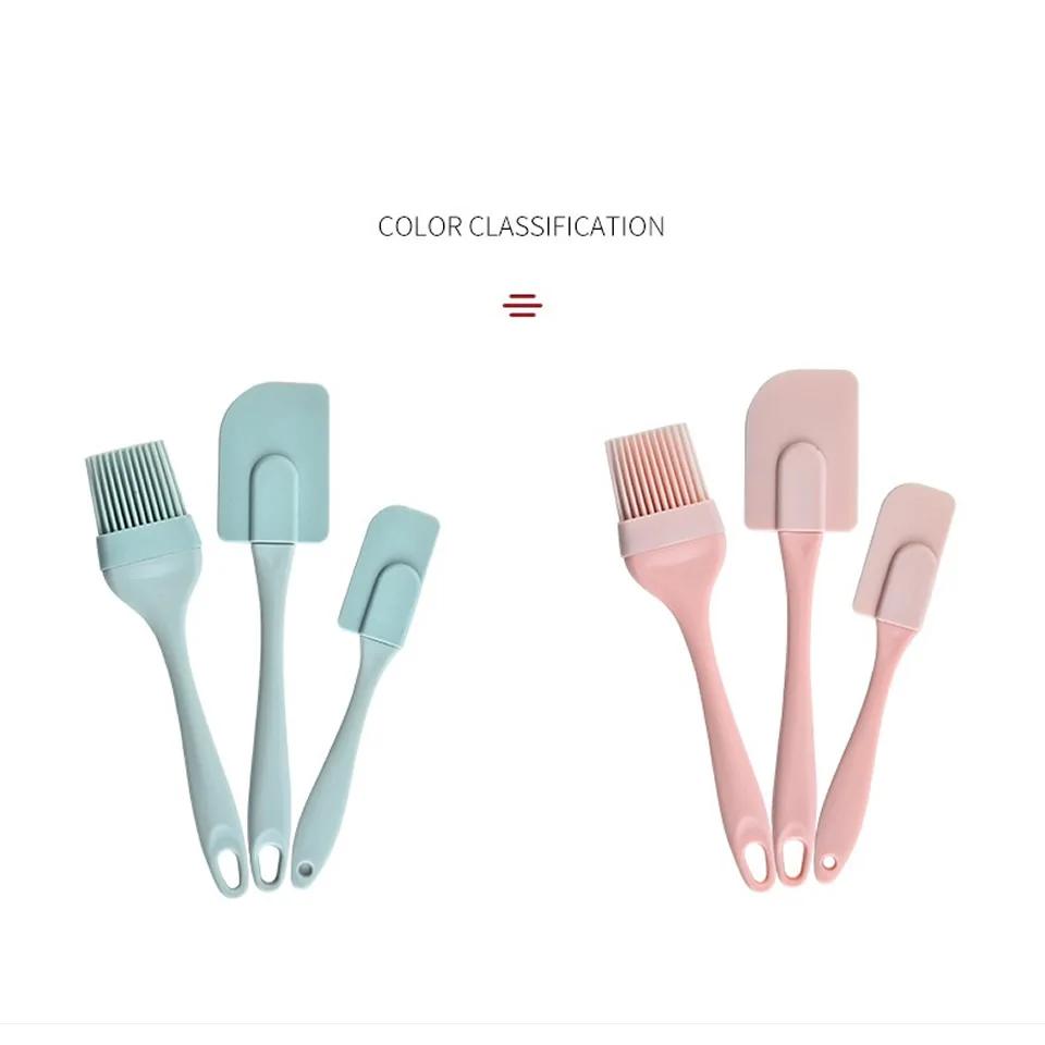 Homatter 3PCS/Set Cream Scraper DIY Bread Cake Butter Spatula Mixer Oil Brush Kitchen Baking Tool Silicone Spatula Non-stick