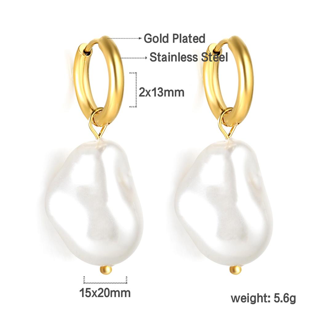 Elegant Baroque White Pearl Earrings Fashionable High-End Pearl Jewelry
