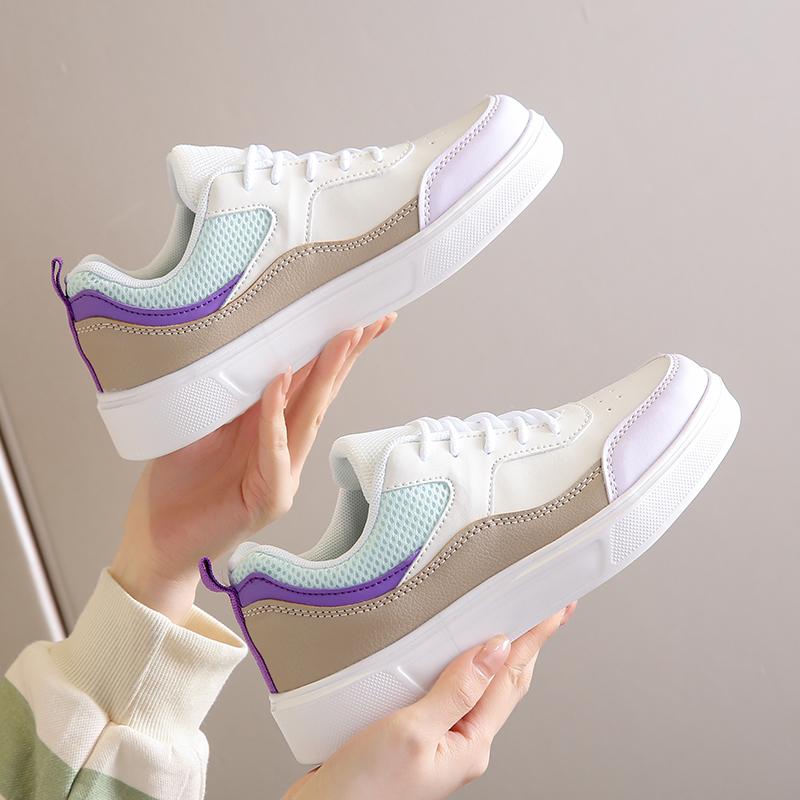 TUINANLE Sports Shoes for Women Lace Up Casual Leather Platform Sneakers Female Breathable Running Shoes