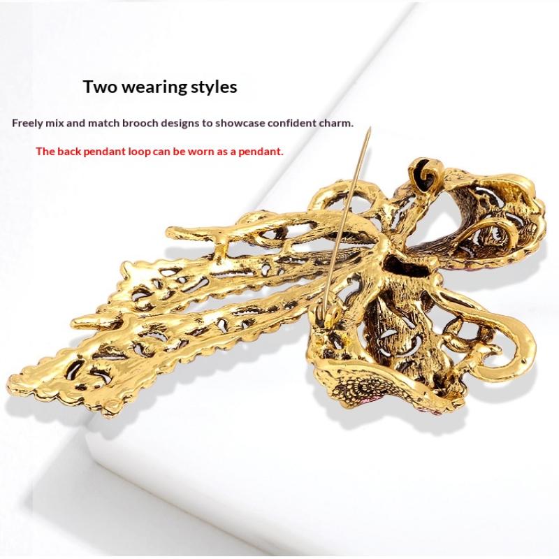 Baroque Luxury Rhinestone Bow Design Brooch Party Favors Jewelry Suit Coat Skirt Decoration Gift