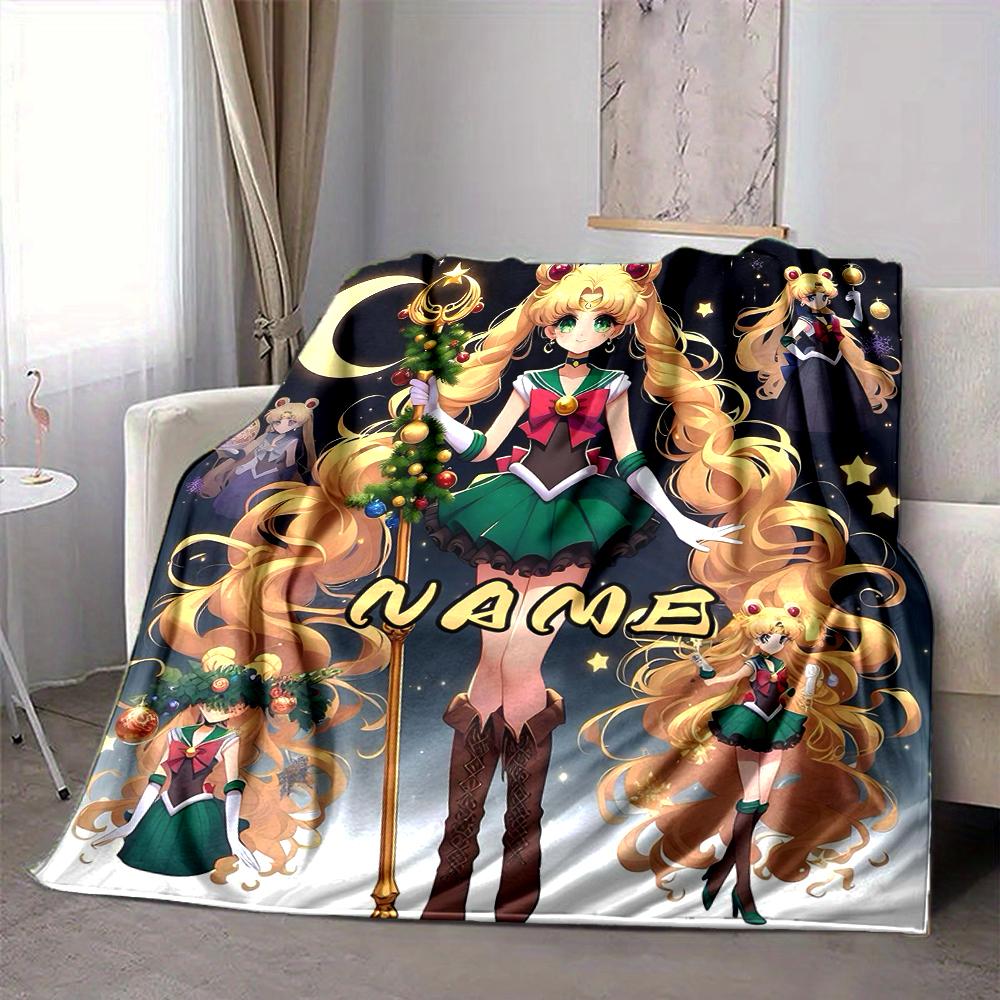 Custom 1pc Sailor Moon Adventure Blanket, Soft And Comfortable Blanket, Casual Warm, Camping Travel Blanket, Birthday Gift Q91385
