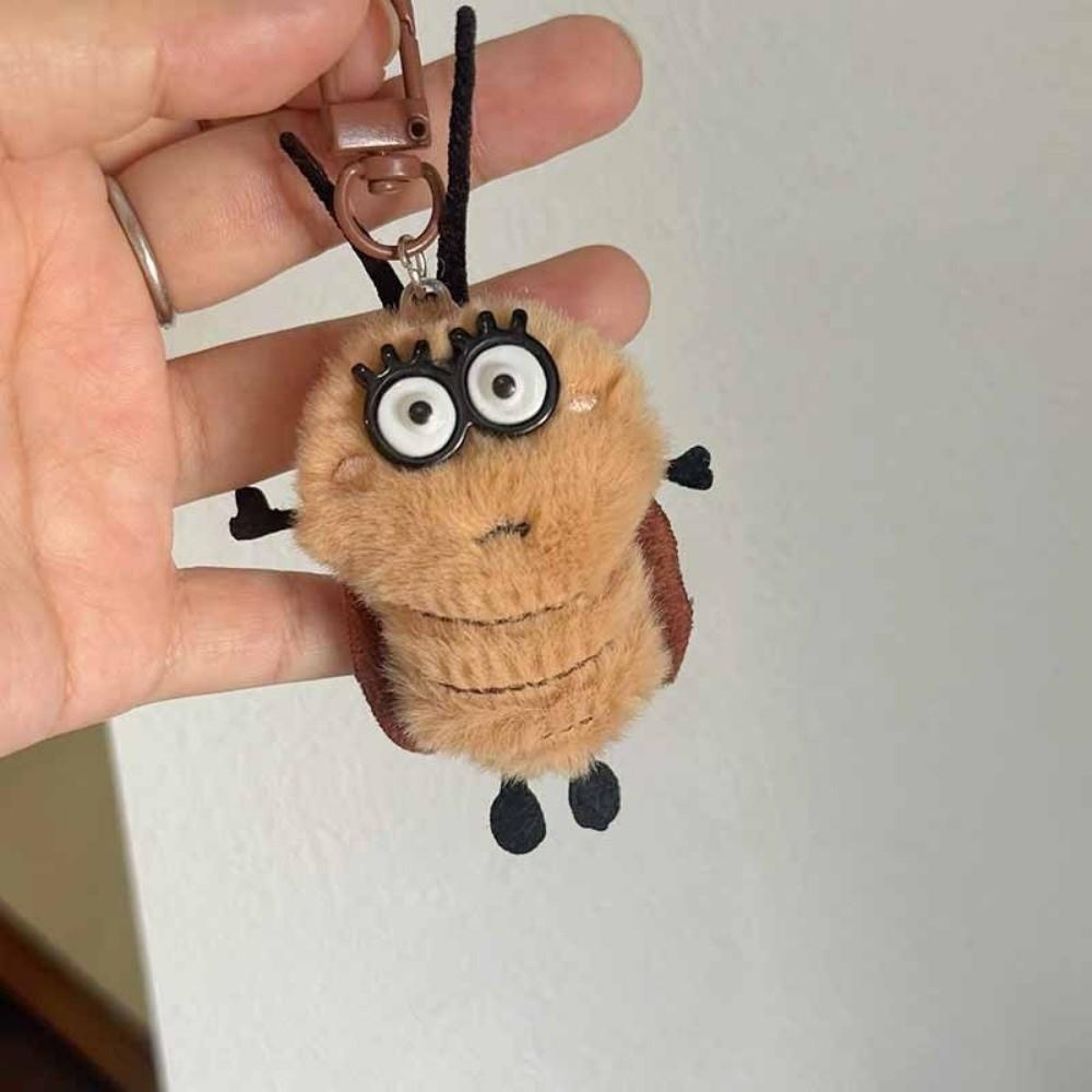 Cute Plush Cockroach Keychain Stuffed Animal Car Key Holder Backpack Pendant Cartoon Stuffed Doll Keyring Fun Gift Accessories
