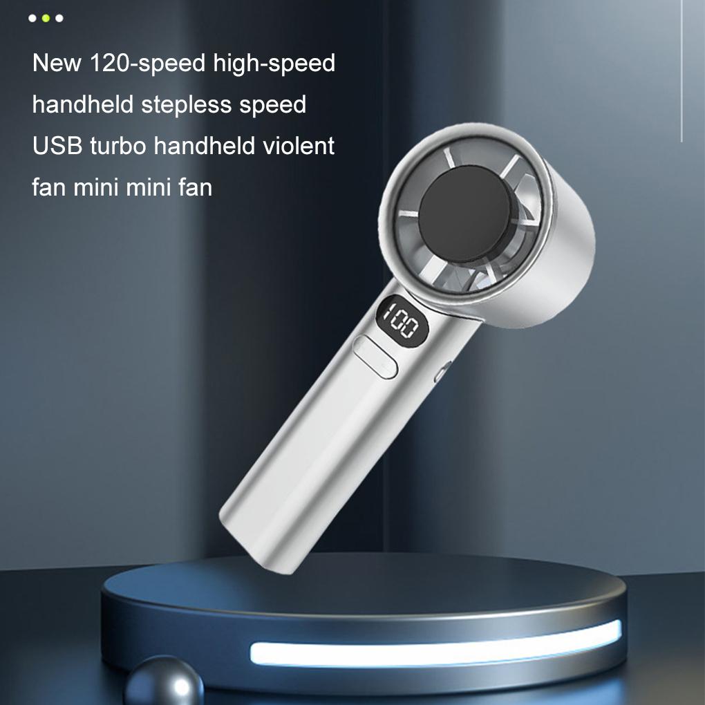 120 Wind Speed Mini Bladeless Handheld Fan With LED Air Volume Digital Display Portable Handheld Fan