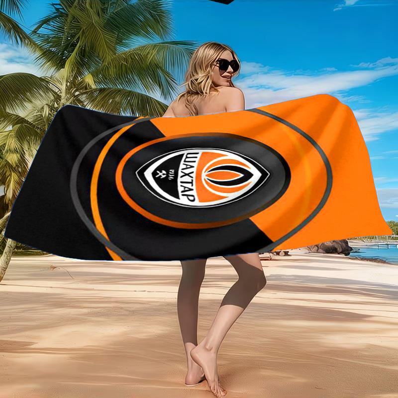 Asciugamano da Spiaggia con Design dello Stemma dello Shakhtar Donetsk, Asciugatura Rapida, Facile da Curare, Adatto Sia per il Fitness che per le Vacanze al Mare, Essenziale per lo Sport