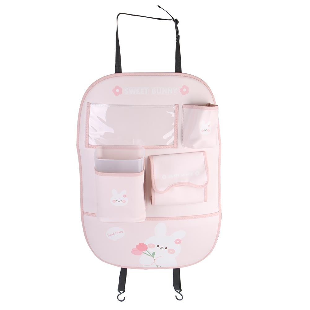 Car Backseat Organizer Kick Mat Protector for Kids with Touch Screen Tablet Holder Cartoon Style 5 Storage Pockets Detachable