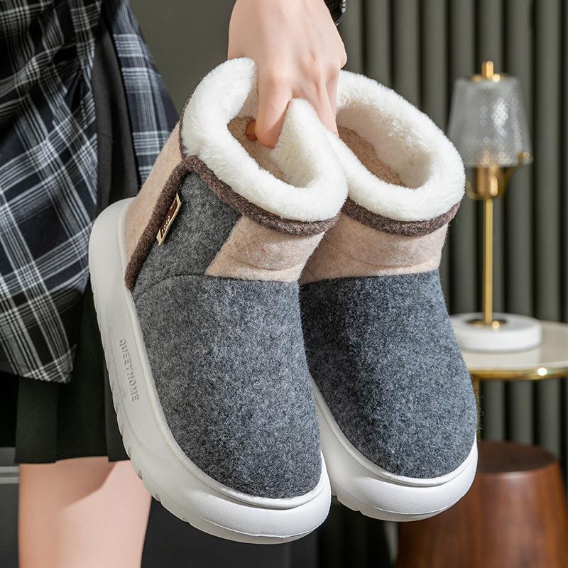 Thick Sole Women's Cotton Shoes Anti-slip Casual Flock Footwear High Top Keep Warm Fluffy  Winter Snow Boots for Couples