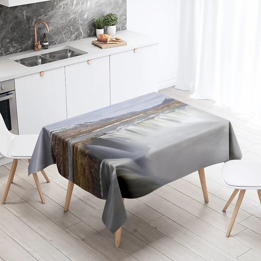 Față de masă cascadă peisaj natural anti-petare impermeabilă dreptunghiul de bucătărie masă de sufragerie decor acasă