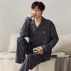 Autumn Winter Men Cotton Pajamas Long Sleeves Long Pants Pajama Sleepwear Lapel Fashion Man Homewear