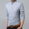 Men's New Fashion Standing Collar Men's Long Sleeve T-shirt  Blouse Top