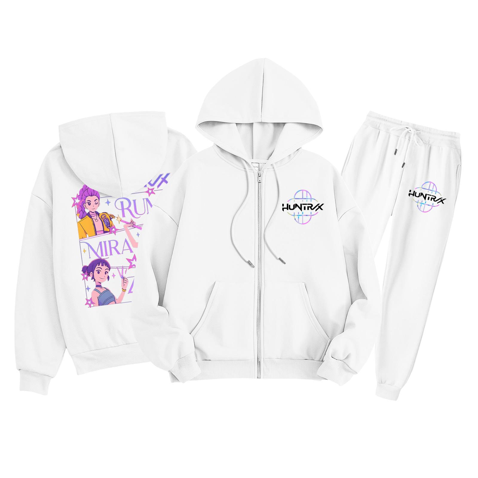 

Детская мода Толстовка с длинным рукавом, на молнии, с капюшоном, спортивные штаны с принтом, комплект толстовки с карманами 160 белый