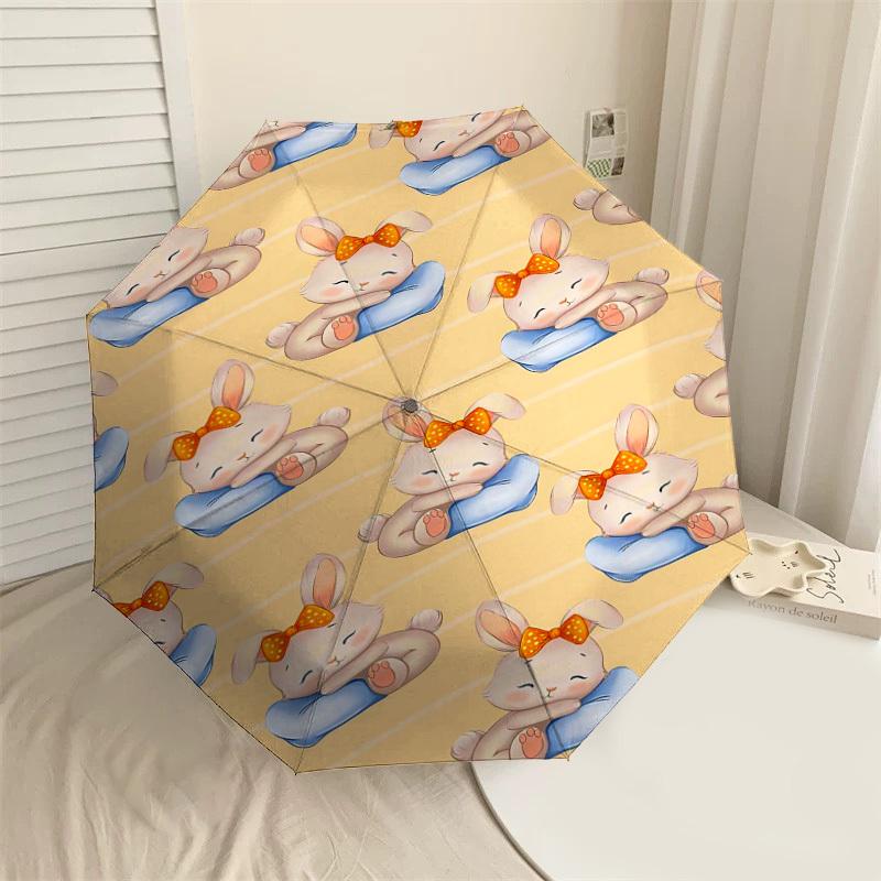 

1PC Bunnies Pillow Umbrella-8-Rib Reinforced Portable Folding Travel Suitable for All Seasons Outdoor Daily Use -J0356