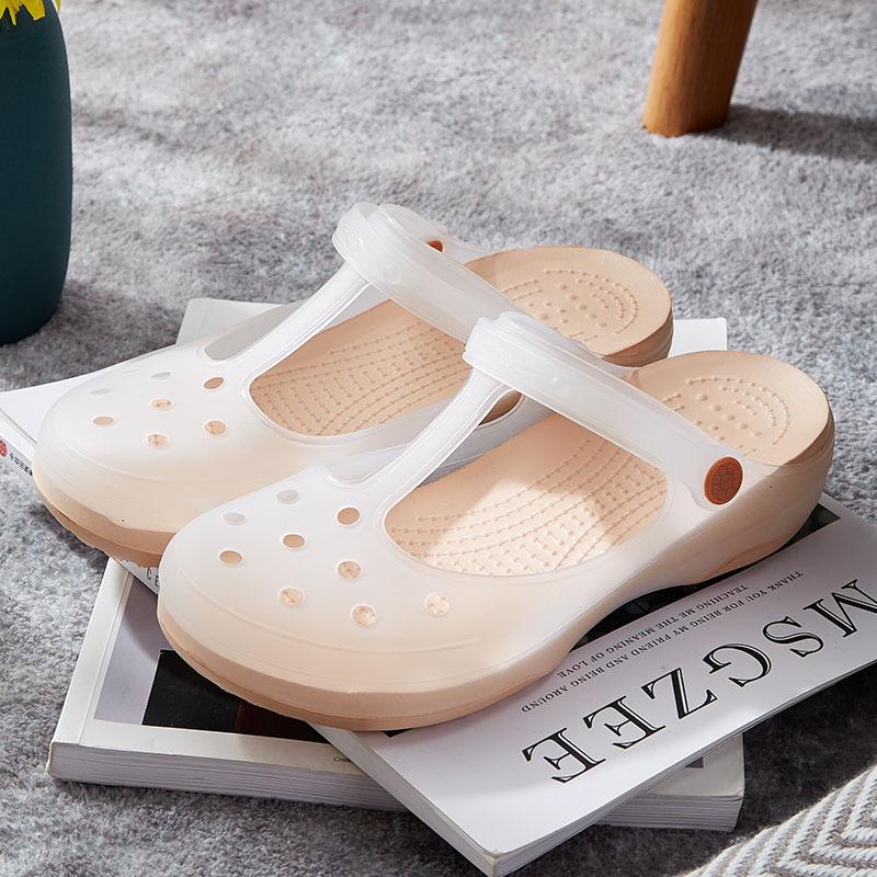 Women's Summer Non-Slip Jelly Sandals – Closed Toe, Thick Sole, Soft Beach Shoes