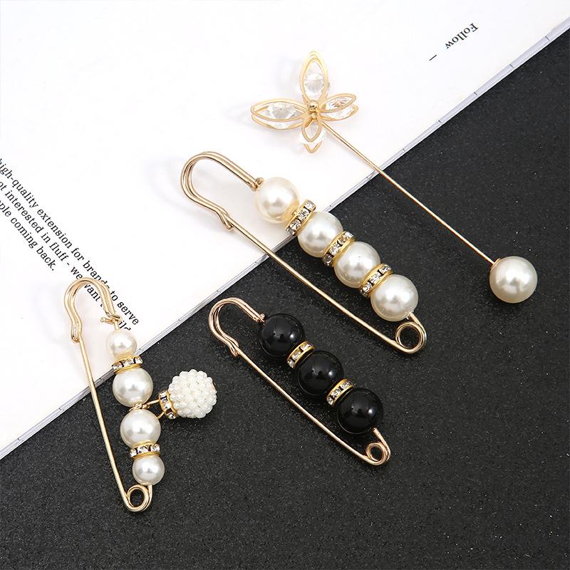 Pearl Anti-Exposure Brooch: Women's Waist-Cinching Pin & Clothing Decoration