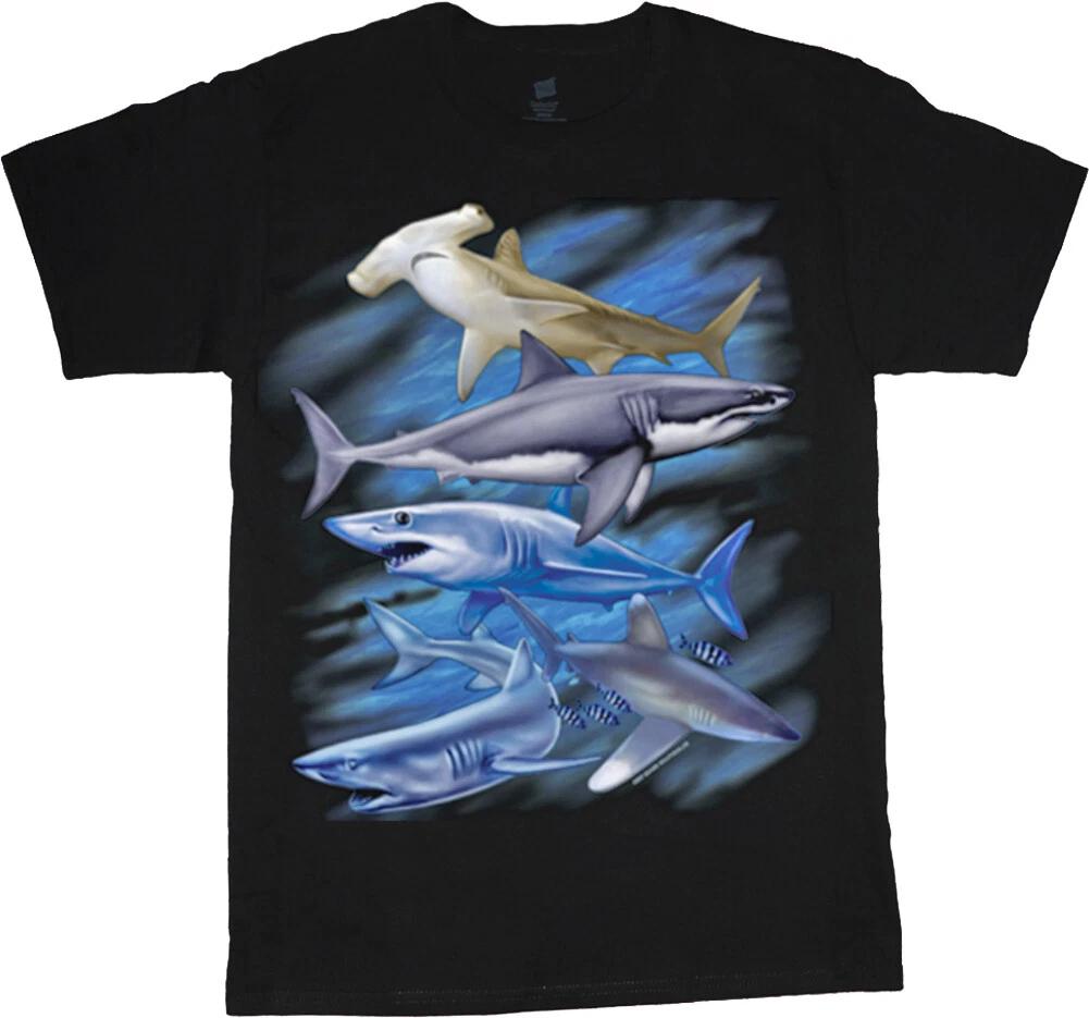 Mens T-shirt Sharks Ocean Life Gifts Mens Graphic Tee L