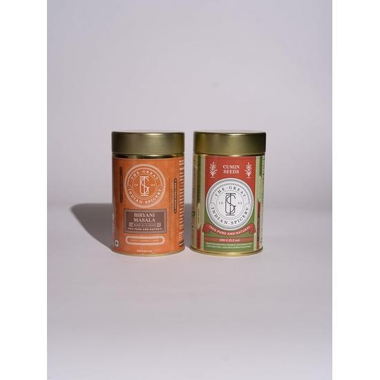 

The Great Indian Spicery | Biryani Masala & Cumin Seeds Whole Combo - Tin 100g Each (Pack of 2) | 100% Pure Natural Non-Adulterated