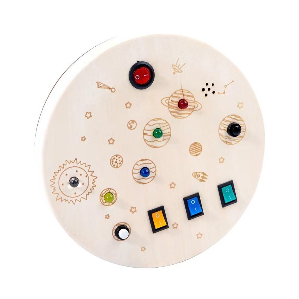 Learning Led Wooden Busy Board With Circuit Switches For Kids Toy Developmental
