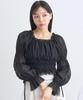 music Casual square neck shirred short blouse for black [earth & ecology] women,