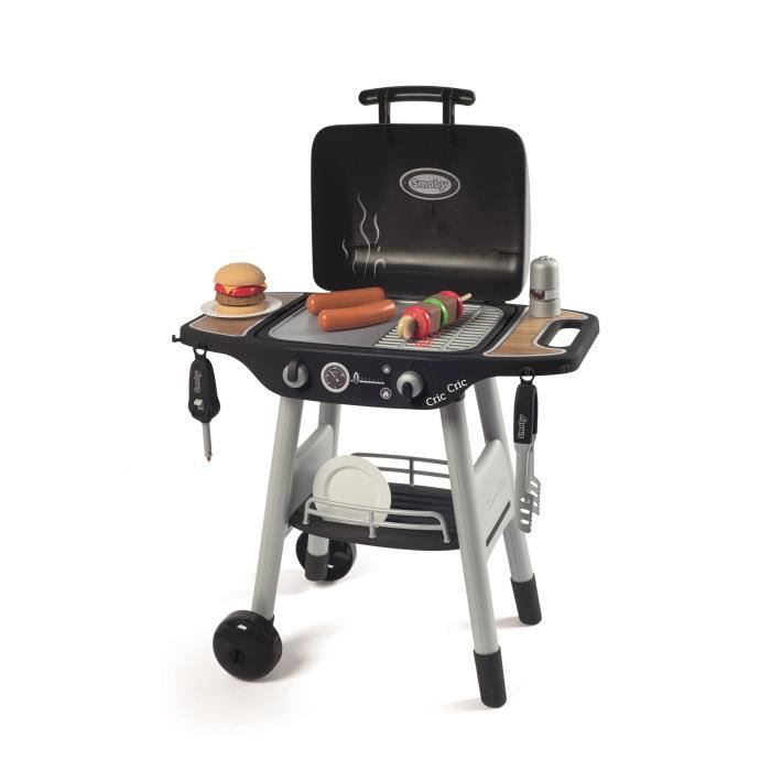 Smoby BBQ Grill - Barbecue for Children - 18 Accessories - Retractable Flame and Sound Button Functions - Made In France