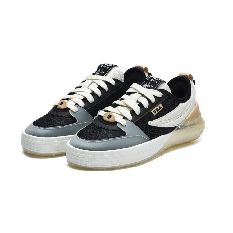 FILA Mix Fabric Top Layer Cowhide TPU Dragon Scale Low-Top Sneakers Women sneakers Black F12W313201FBC