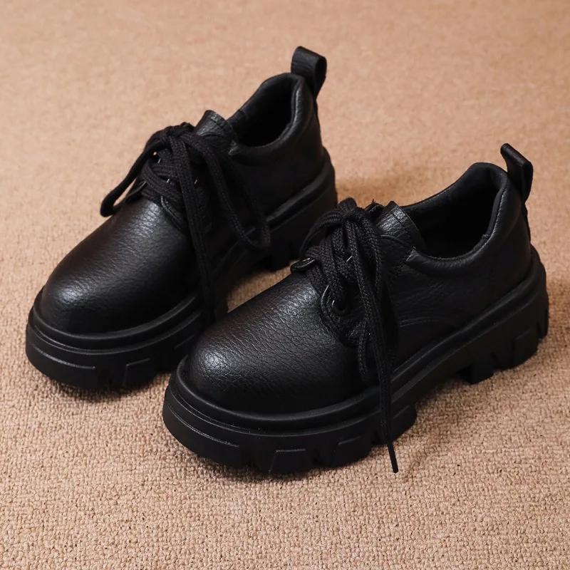 fashion Women Shoes on Sale 2024 High Quality Lace Up Women's Pumps Autumn Round Toe Solid Outdoor Platform Chunky Heels Plus Size Shoes