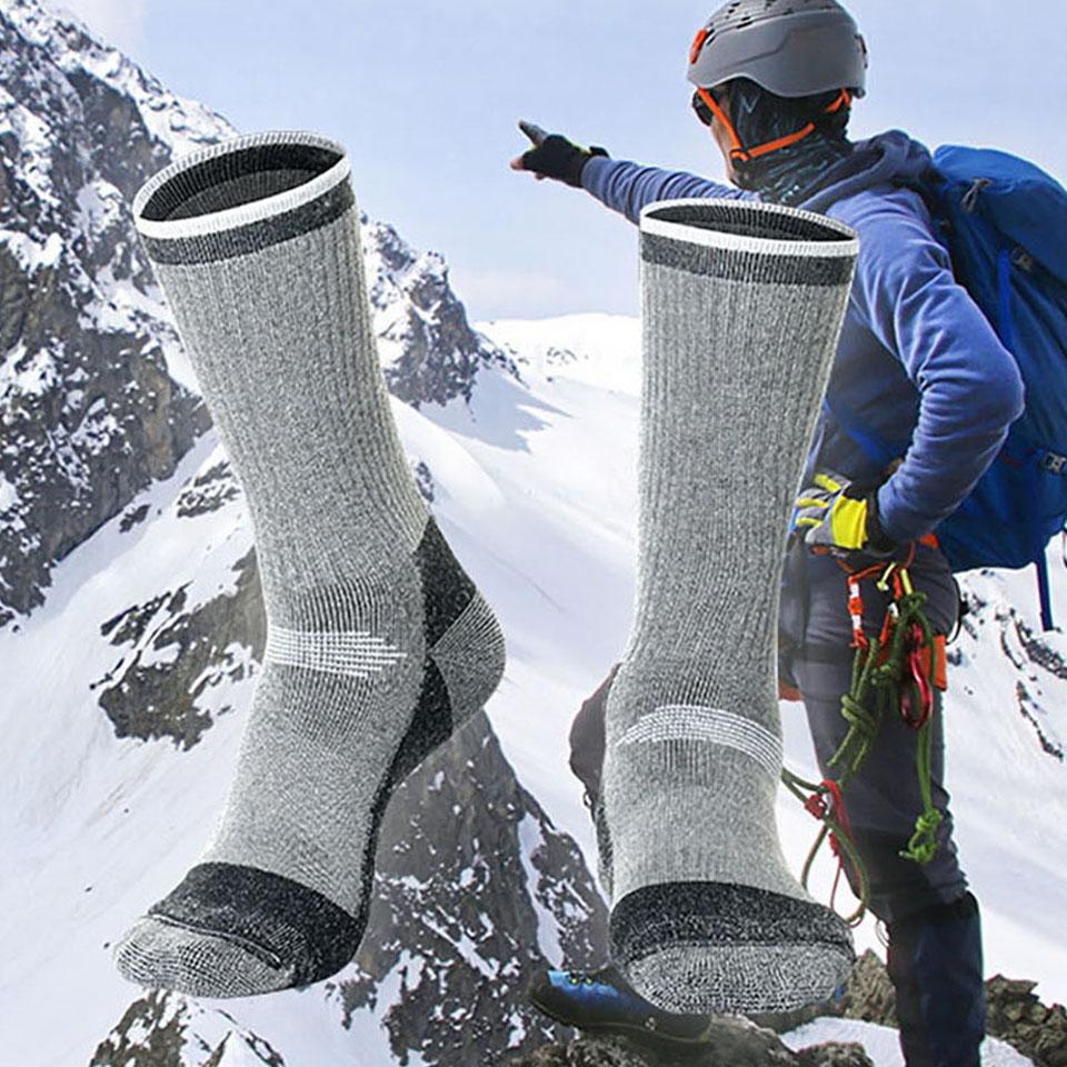 Getinfit 1Pair Merino Wool Sport Socks Warm Fleece Breathable Shock-Absorb Mountain Climb Run Hike Ski Socks Anti-Wear Elasticit