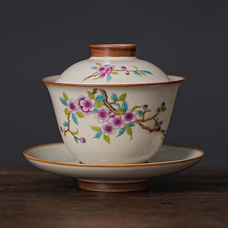 Lainuo Ru Kiln Peach Blossom Gaiwan Tea Set