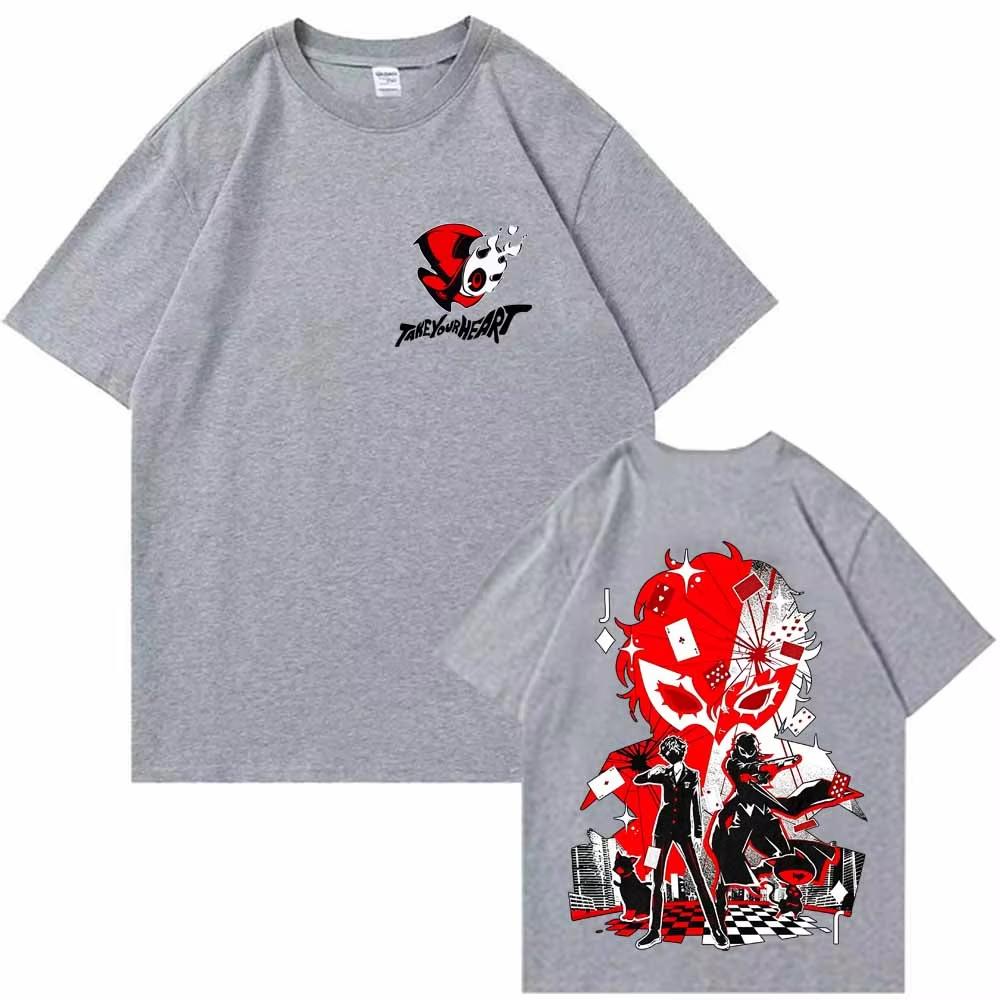 2026 Summer Hot Sale Persona 5 Goro Akechi Graphic T Shirt Vintage Harajuku Unisex Lightweight Printed Casual Outdoor Cotton Tee