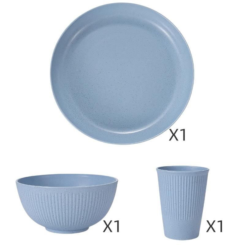 3pcs/set Tableware Colorful Advanced PP Plate, Bowl and Cup Set for Home Use Suitable for Family Gatherings, Hotels