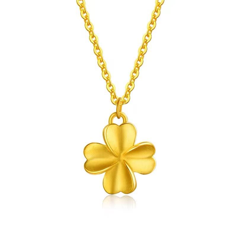 Colar Feminino Trevo de Quatro Folhas Ouro Rosa - Corrente para Clavícula Banhada a Ouro com Pingente de Trevo da Sorte