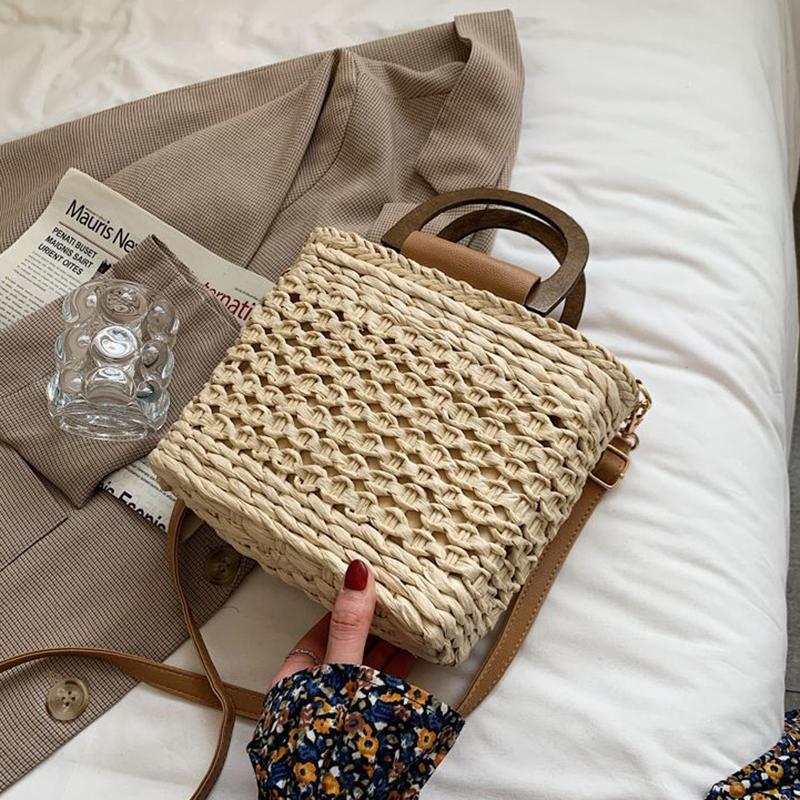 Yogodlns Summer Straw Bag Women Bohemian Straw Beach Bag Casual Handle Bag Large Capacity C rossbody Bag Handmade Lady Purse