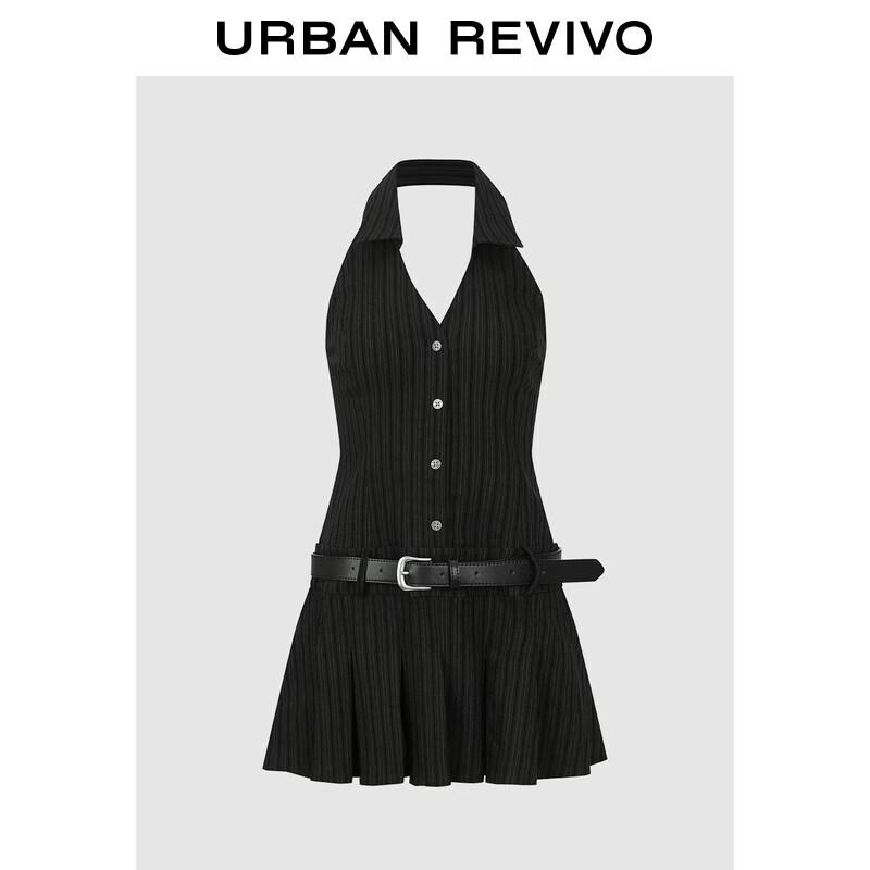 UR2026 Women s Striped Halter Neck Mini Dress M