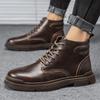 Autumn and Winter 2025 New Martin Boots Men's High-top British Style Retro Leather Large-size Men's Shoes Tooling Boots Medium-top Leather Boots
