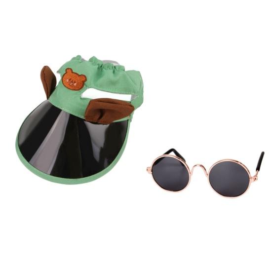 Pet Baseball Cap with Ear Holes Adjustable Cat Sun Protection Hat with Collar/Glasses Accessories for Smalls Cats Dogs