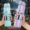 1PC Ciao Bella Elegant Cursive Text Print 750ml Color Plastic Sports Water Bottle Leakproof Flip Straw Lid Suitable for Sports Office Home Use