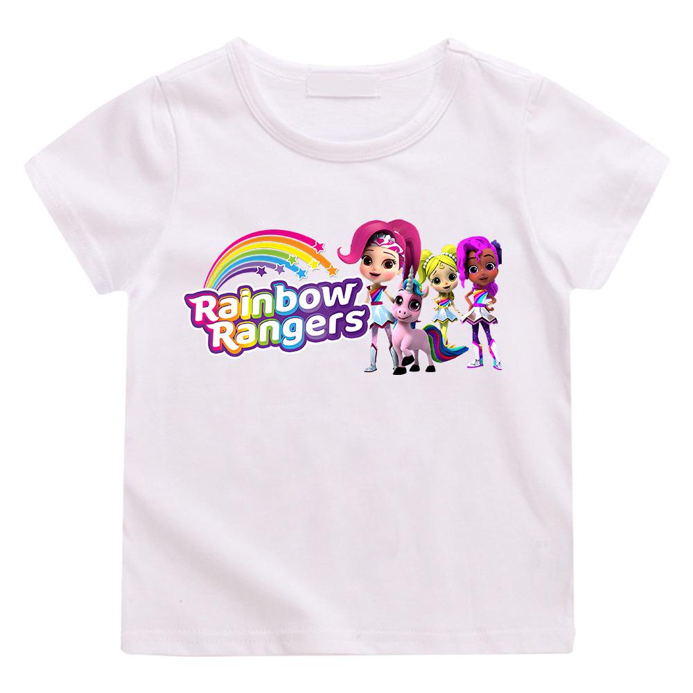 Rainbow Rangers Cartoon Cotton T-shirts Funny Cute Baby Girls Clothes Summer Short Sleeve Children T Shirt New Sweet Design Tops