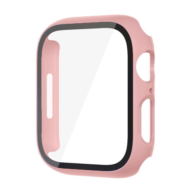 Glass+Cover For Apple Watch case 44mm 40mm 45mm 41mm 42mm 38mm correa Screen Protector iwatch series 9 8 7 SE 3 case Accessories