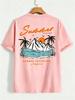 New Arrival Unisex Unisex Kids Summer Vacation Landscape Letter Print Soft Breathable Round Neck Tshirt Outdoor Casual Top