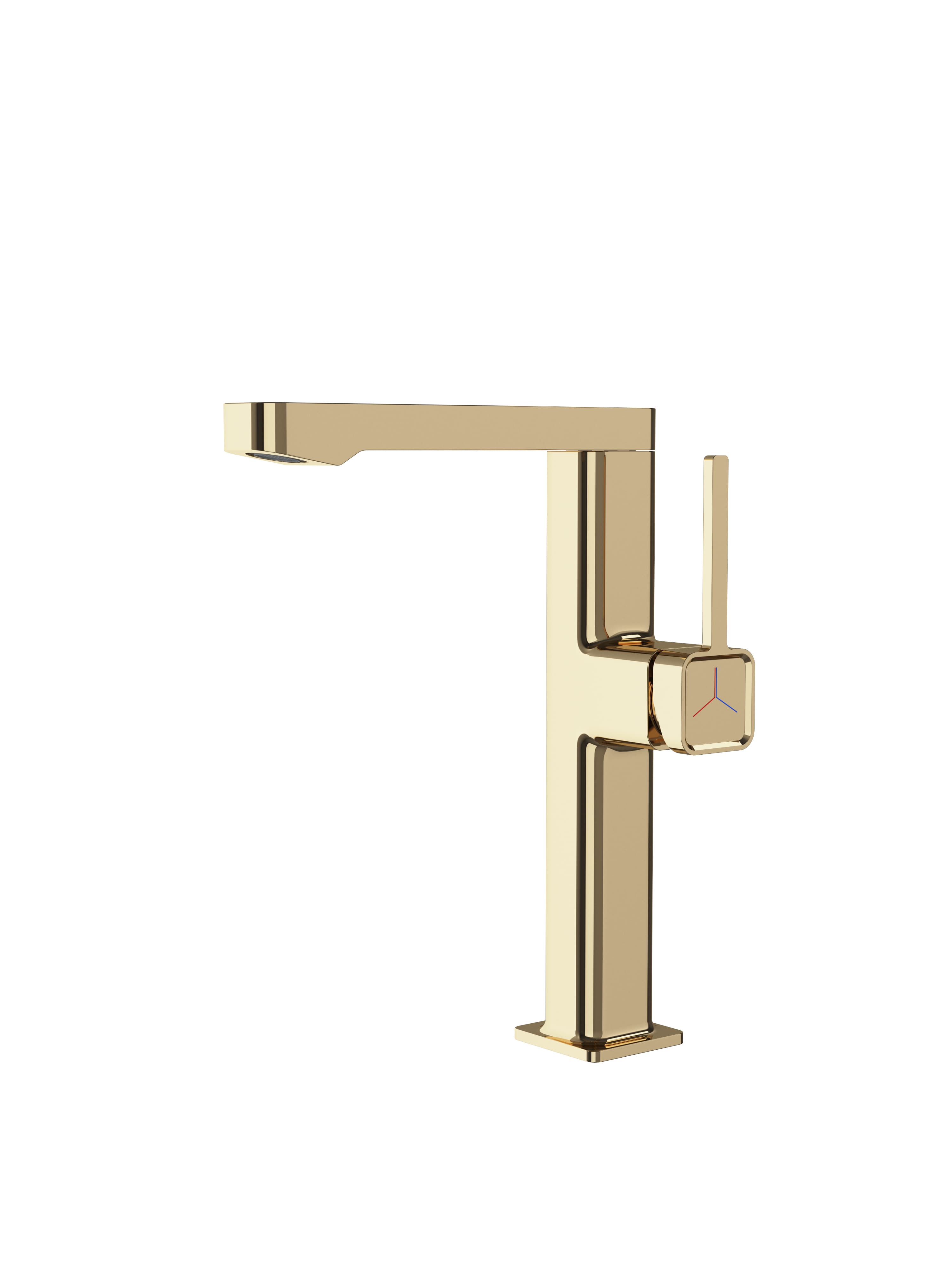 Brushed Gold Square Single Lever Luxury Contemporary Countertop Basin Faucet Solid Brass Body Zinc Alloy Control Handle (as the picture,Brushed Gold)