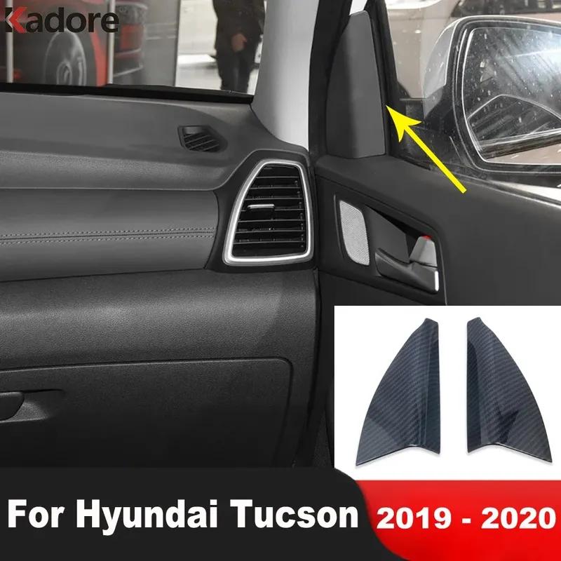 Car Front Inner Door Window A Pillar Triangle Frame Cover Trim For Hyundai Tucson   Carbon Fiber Interior Accessories